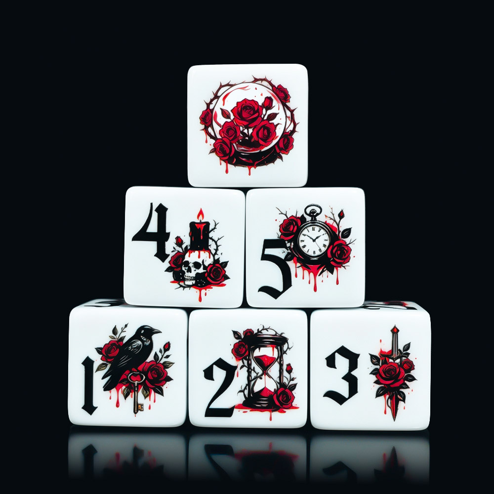 12Pcs Gothic Rose 16MM Printed - đánh giá và giá Board Game Live