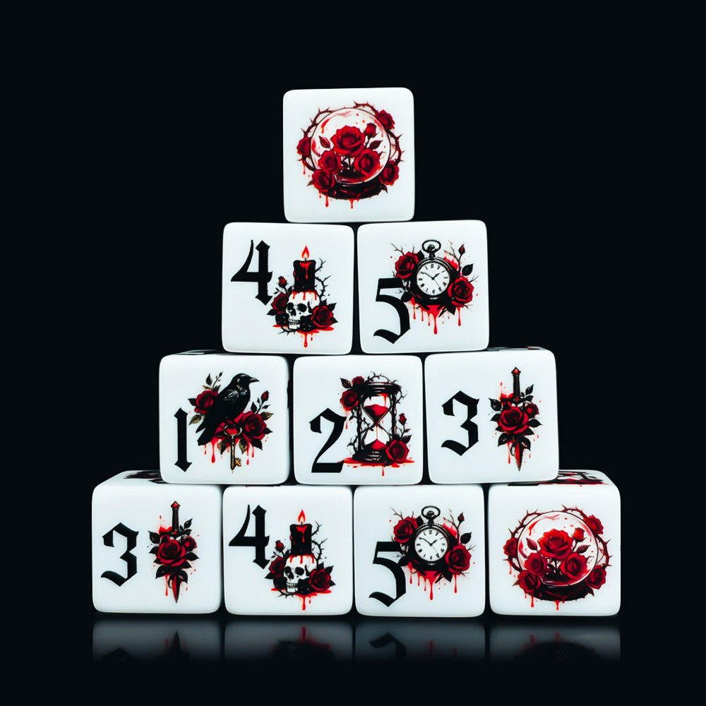 12Pcs Gothic Rose 16MM Printed - đánh giá và giá Board Game Live