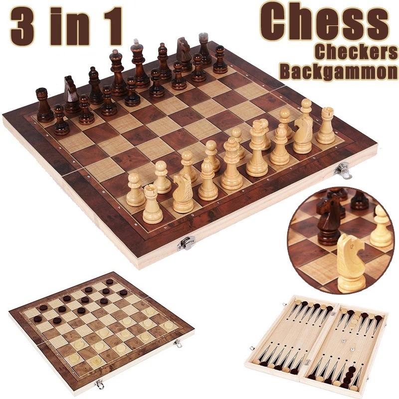 3 in 1 Chess Board, Folding Wo - đánh giá và giá Board Game Harvest