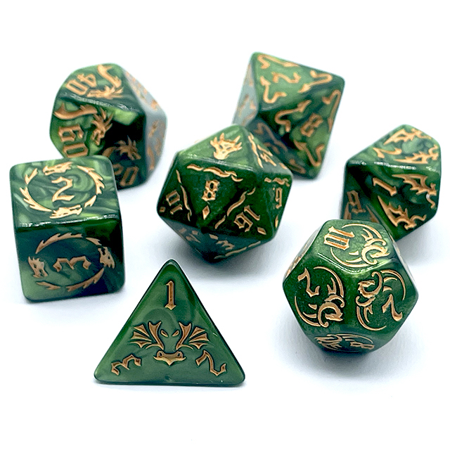 7Pcs Green Swirl Acrylic DND D - đánh giá và giá Board Game Live