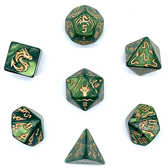 7Pcs Green Swirl Acrylic DND D - đánh giá và giá Board Game Live