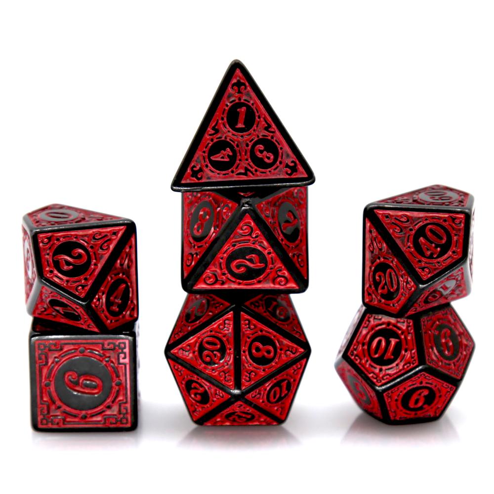 7Pcs Black Red Acrylic Polyhed - đánh giá và giá Board Game Live
