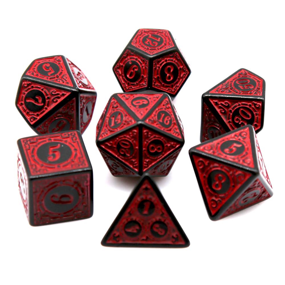 7Pcs Black Red Acrylic Polyhed - đánh giá và giá Board Game Live